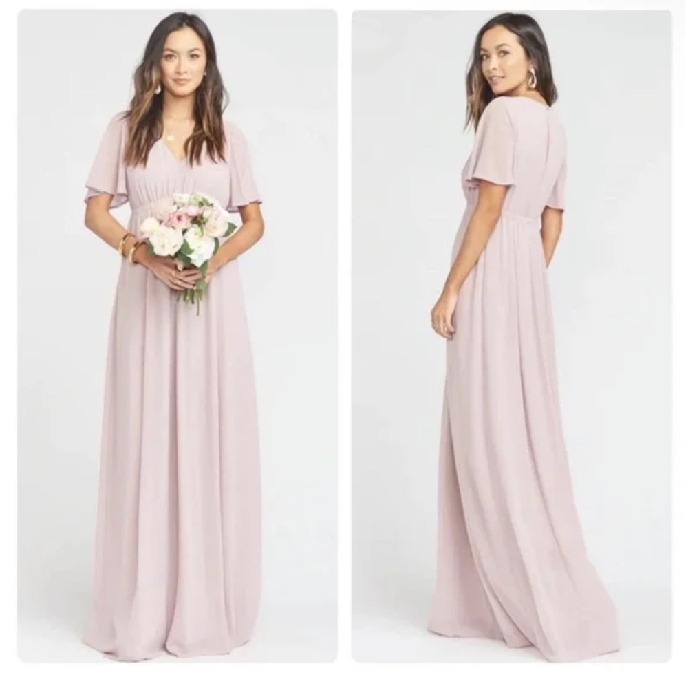 SHOW ME YOUR MUMU Emily Empire Maxi Dress Neutral Mauve Chiffon Size M & L NWT